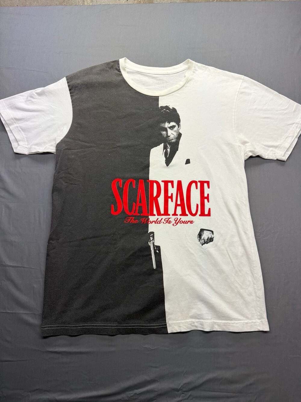 Scarface The World Is Yours Split Color Graphic T-Shirt